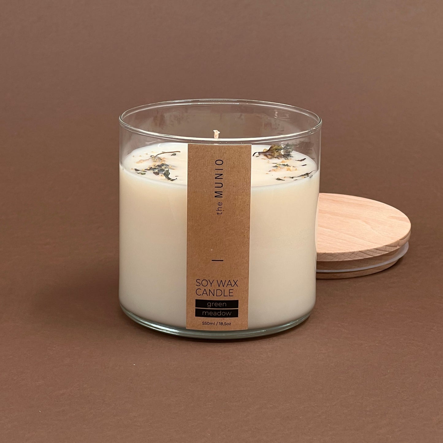 Saulgriežu pļavas svece stikla traukā